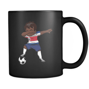 RobustCreative-Dabbing Soccer Boy Costa Rican Tico San Jose Gifts National Soccer Tournament Game 11oz Black Coffee Mug ~ Both Sides Printed