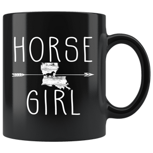 RobustCreative-Louisiana Horse Girl Gifts Louisianian Shape Country for women - 11oz Black Mug Riding Lover Gift Idea