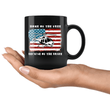 Load image into Gallery viewer, RobustCreative-Helicopter American Flag Home of the Free 4th of July - Military Family 11oz Black Mug Deployed Duty Forces support troops CONUS Gift Idea - Both Sides Printed
