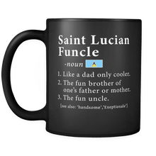 Load image into Gallery viewer, RobustCreative-Saint Lucian Funcle Definition Fathers Day Gift - Saint Lucian Pride 11oz Funny Black Coffee Mug - Real Saint Lucia Hero Papa National Heritage - Friends Gift - Both Sides Printed
