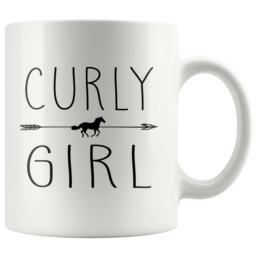 RobustCreative-Curly Horse Girl Gifts Horses Lover Riding Racing - 11oz White Mug Riding Lover Gift Idea