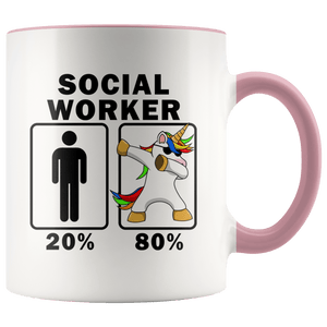 RobustCreative-Social Worker Dabbing Unicorn 80 20 Principle Graduation Gift Mens - 11oz Accent Mug Medical Personnel Gift Idea