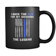 Load image into Gallery viewer, RobustCreative-The Legend I Back The Blue for Grandma Serve &amp; Protect Thin Blue Line Law Enforcement Officer 11oz Black Coffee Mug ~ Both Sides Printed
