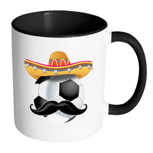 Load image into Gallery viewer, RobustCreative-Funny Soccer Ball Mustache Mexican Sport - Cinco De Mayo Mexican Fiesta - No Siesta Mexico Party - 11oz Black &amp; White Funny Coffee Mug Women Men Friends Gift ~ Both Sides Printed
