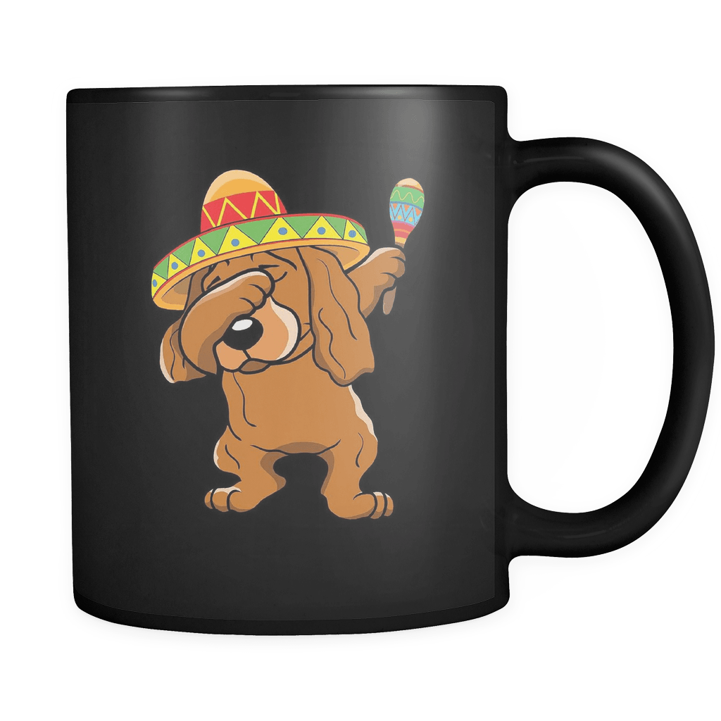 RobustCreative-Dabbing Cocker Spaniel Dog in Sombrero - Cinco De Mayo Mexican Fiesta - Dab Dance Mexico Party - 11oz Black Funny Coffee Mug Women Men Friends Gift ~ Both Sides Printed