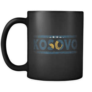 RobustCreative-Retro Vintage Flag Kosovan Kosovo 11oz Black Coffee Mug ~ Both Sides Printed