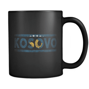 RobustCreative-Retro Vintage Flag Kosovan Kosovo 11oz Black Coffee Mug ~ Both Sides Printed