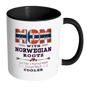 RobustCreative-Best Mom Ever with Norwegian Roots - Norway Flag 11oz Funny Black & White Coffee Mug - Mothers Day Independence Day - Women Men Friends Gift - Both Sides Printed (Distressed)