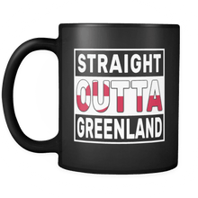 Load image into Gallery viewer, RobustCreative-Straight Outta Greenland - Greenlander Flag 11oz Funny Black Coffee Mug - Independence Day Family Heritage - Women Men Friends Gift - Both Sides Printed (Distressed)

