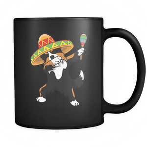 RobustCreative-Dabbing Australian Shepherd Dog in Sombrero - Cinco De Mayo Mexican Fiesta - Dab Dance Mexico Party - 11oz Black Funny Coffee Mug Women Men Friends Gift ~ Both Sides Printed