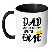 Load image into Gallery viewer, RobustCreative-Dad of The Wild One King Queen - Funny Family 11oz Funny Black &amp; White Coffee Mug - 1st Birthday Party Gift - Women Men Friends Gift - Both Sides Printed (Distressed)
