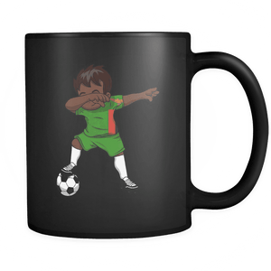 RobustCreative-Dabbing Soccer Boy Zambia Zambian Lusaka Gifts National Soccer Tournament Game 11oz Black Coffee Mug ~ Both Sides Printed