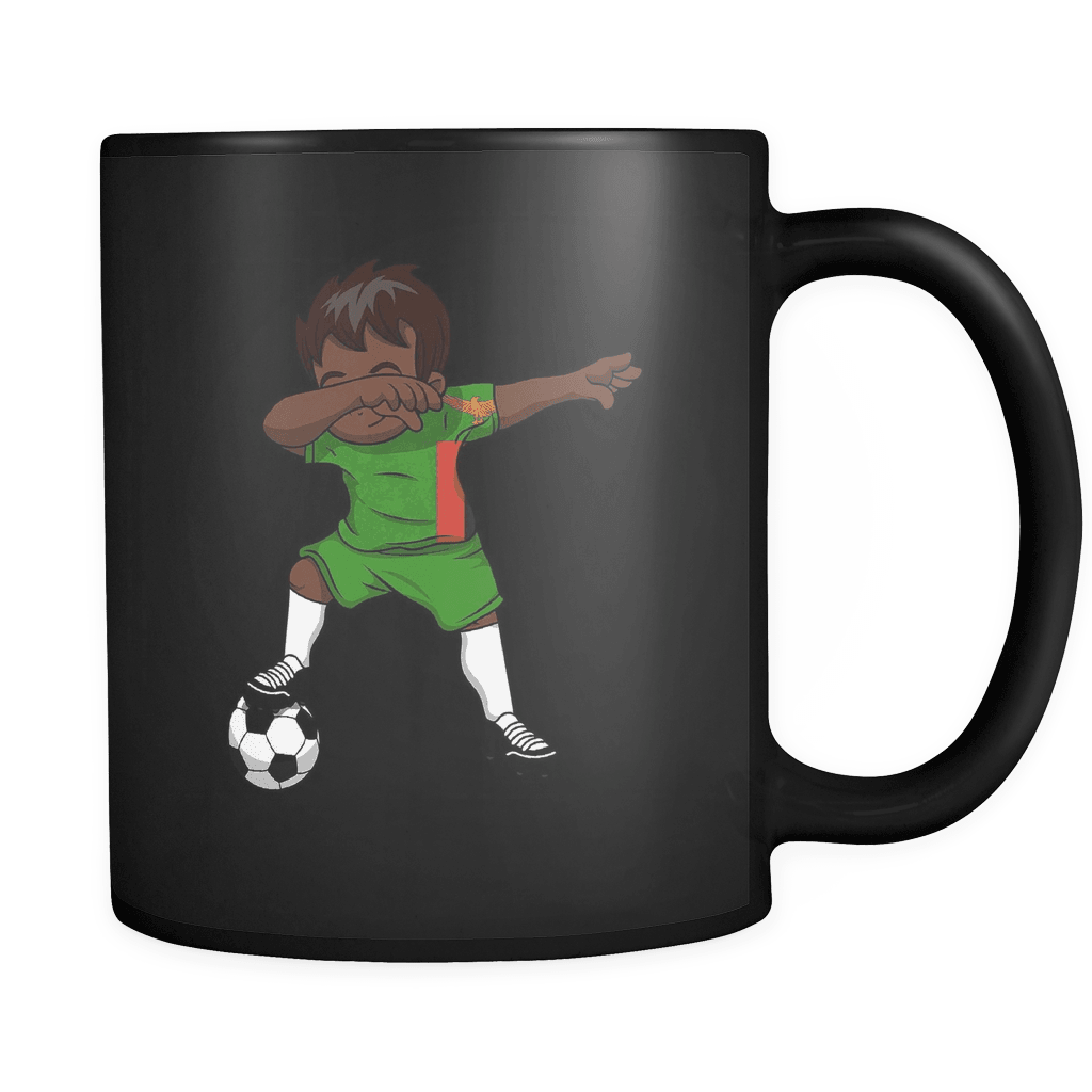 RobustCreative-Dabbing Soccer Boy Zambia Zambian Lusaka Gifts National Soccer Tournament Game 11oz Black Coffee Mug ~ Both Sides Printed