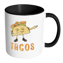 Load image into Gallery viewer, RobustCreative-Dabbing Taco Distressed - Cinco De Mayo Mexican Fiesta - No Siesta Mexico Party - 11oz Black &amp; White Funny Coffee Mug Women Men Friends Gift ~ Both Sides Printed
