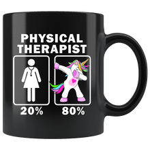 Load image into Gallery viewer, RobustCreative-Physical Therapist Dabbing Unicorn 20 80 Principle Superhero Girl Womens - 11oz Black Mug Medical Personnel Gift Idea
