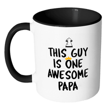 Load image into Gallery viewer, RobustCreative-One Awesome Papa - Birthday Gift 11oz Funny Black &amp; White Coffee Mug - Fathers Day B-Day Party - Women Men Friends Gift - Both Sides Printed (Distressed)

