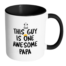 Load image into Gallery viewer, RobustCreative-One Awesome Papa - Birthday Gift 11oz Funny Black &amp; White Coffee Mug - Fathers Day B-Day Party - Women Men Friends Gift - Both Sides Printed (Distressed)
