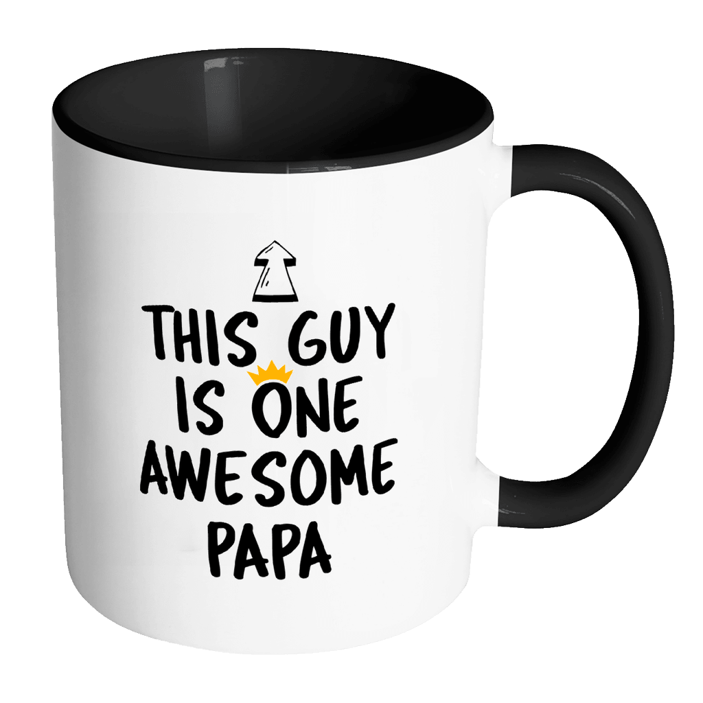 RobustCreative-One Awesome Papa - Birthday Gift 11oz Funny Black & White Coffee Mug - Fathers Day B-Day Party - Women Men Friends Gift - Both Sides Printed (Distressed)
