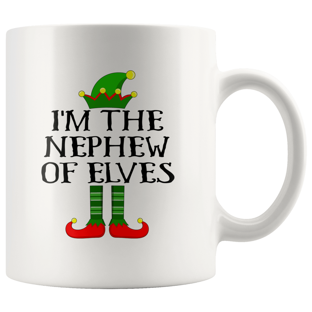 RobustCreative-Im The Nephew of Elves Family Matching Elf Outfits PJ - 11oz White Mug Christmas group green pjs costume Gift Idea