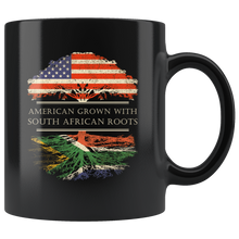 Load image into Gallery viewer, RobustCreative-South African Roots American Grown Fathers Day Gift - South African Pride 11oz Funny Black Coffee Mug - Real South Africa Hero Flag Papa National Heritage - Friends Gift - Both Sides Printed
