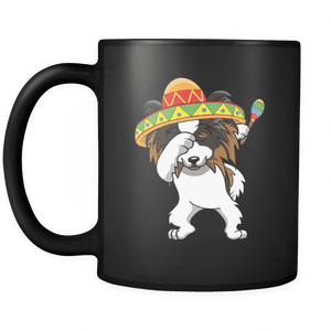 RobustCreative-Dabbing Papillon Dog in Sombrero - Cinco De Mayo Mexican Fiesta - Dab Dance Mexico Party - 11oz Black Funny Coffee Mug Women Men Friends Gift ~ Both Sides Printed