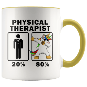 RobustCreative-Physical Therapist Dabbing Unicorn 80 20 Principle Graduation Gift Mens - 11oz Accent Mug Medical Personnel Gift Idea