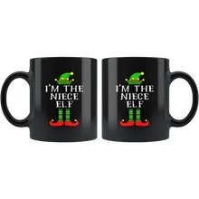 Load image into Gallery viewer, RobustCreative-Im The Niece Elf Matching Family Christmas - 11oz Black Mug Christmas group green pjs costume Gift Idea
