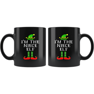 RobustCreative-Im The Niece Elf Matching Family Christmas - 11oz Black Mug Christmas group green pjs costume Gift Idea