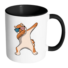 Load image into Gallery viewer, RobustCreative-Dabbing Shiba Inu Dog America Flag - Patriotic Merica Murica Pride - 4th of July USA Independence Day - 11oz Black &amp; White Funny Coffee Mug Women Men Friends Gift ~ Both Sides Printed
