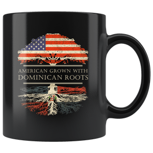 RobustCreative-Dominican Roots American Grown Fathers Day Gift - Dominican Pride 11oz Funny Black Coffee Mug - Real Dominican Republic Hero Flag Papa National Heritage - Friends Gift - Both Sides Printed