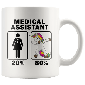 RobustCreative-Medical Assistant Dabbing Unicorn 80 20 Principle Superhero Girl Womens - 11oz White Mug Medical Personnel Gift Idea