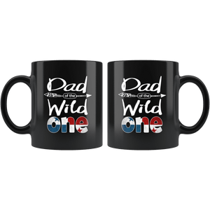 RobustCreative-Panamanian Dad of the Wild One Birthday Panama Flag Black 11oz Mug Gift Idea