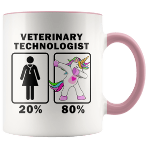 RobustCreative-Veterinary Technologist Dabbing Unicorn 20 80 Principle Superhero Girl Womens - 11oz Accent Mug Medical Personnel Gift Idea