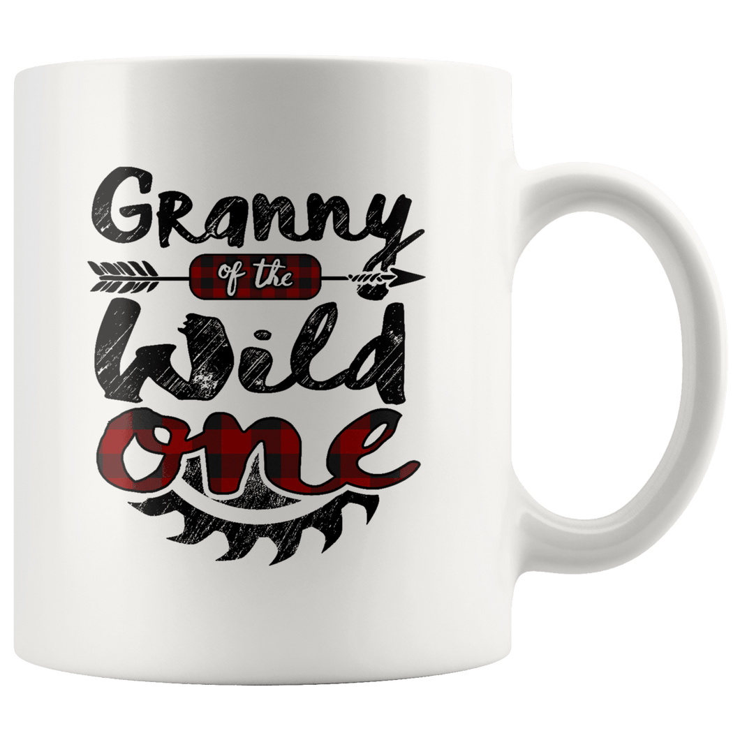 RobustCreative-Granny of the Wild One Lumberjack Woodworker Sawdust - 11oz White Mug red black plaid Woodworking saw dust Gift Idea