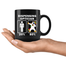 Load image into Gallery viewer, RobustCreative-Dispensing Optician Dabbing Unicorn 80 20 Principle Graduation Gift Mens - 11oz Black Mug Medical Personnel Gift Idea
