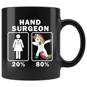 RobustCreative-Hand Surgeon Dabbing Unicorn 80 20 Principle Superhero Girl Womens - 11oz Black Mug Medical Personnel Gift Idea