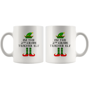 RobustCreative-Im The 2nd Grade Teacher Elf Christmas Teaching's - 11oz White Mug I Just Really Like to Teach Cute Tiny Humans Gift Idea