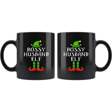 Load image into Gallery viewer, RobustCreative-Im The Bossy Husband Elf Family Matching Outfits PJ - 11oz Black Mug Christmas group green pjs costume Gift Idea
