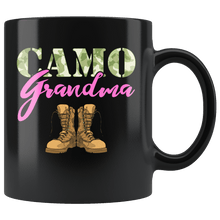 Load image into Gallery viewer, RobustCreative-Grandma Military Boots Camo Hard Charger Camouflage - Military Family 11oz Black Mug Deployed Duty Forces support troops CONUS Gift Idea - Both Sides Printed
