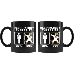 RobustCreative-Respiratory Therapist Dabbing Unicorn 80 20 Principle Graduation Gift Mens - 11oz Black Mug Medical Personnel Gift Idea