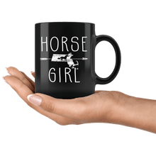 Load image into Gallery viewer, RobustCreative-Massachusetts Horse Girl Gifts Massachusettsan Shape Country for women - 11oz Black Mug Racing Lover Gift Idea
