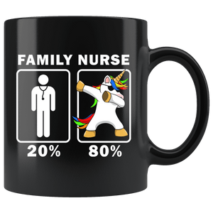 RobustCreative-Family Nurse Dabbing Unicorn 80 20 Principle Graduation Gift Mens - 11oz Black Mug Medical Personnel Gift Idea
