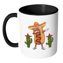 Load image into Gallery viewer, RobustCreative-Dabbing Hotdog Cactus Sombrero - Cinco De Mayo Mexican Fiesta - No Siesta Mexico Party - 11oz Black &amp; White Funny Coffee Mug Women Men Friends Gift ~ Both Sides Printed

