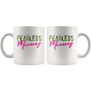 RobustCreative-Fearless Mommy Camo Hard Charger Veterans Day - Military Family 11oz White Mug Retired or Deployed support troops Gift Idea - Both Sides Printed