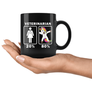 RobustCreative-Veterinarian Dabbing Unicorn 80 20 Principle Superhero Girl Womens - 11oz Black Mug Medical Personnel Gift Idea