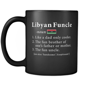 RobustCreative-Libyan Funcle Definition Fathers Day Gift - Libyan Pride 11oz Funny Black Coffee Mug - Real Libya Hero Papa National Heritage - Friends Gift - Both Sides Printed