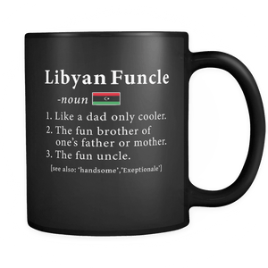 RobustCreative-Libyan Funcle Definition Fathers Day Gift - Libyan Pride 11oz Funny Black Coffee Mug - Real Libya Hero Papa National Heritage - Friends Gift - Both Sides Printed