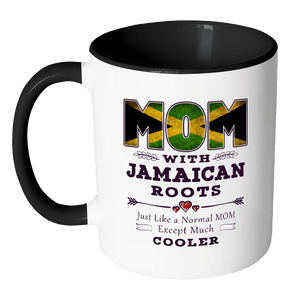 RobustCreative-Best Mom Ever with Jamaican Roots - Jamaica Flag 11oz Funny Black & White Coffee Mug - Mothers Day Independence Day - Women Men Friends Gift - Both Sides Printed (Distressed)