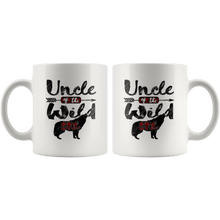 Load image into Gallery viewer, RobustCreative-Strong Uncle of the Wild One Wolf 1st Birthday Wolves - 11oz White Mug red black plaid pajamas Gift Idea
