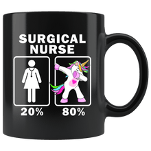 Load image into Gallery viewer, RobustCreative-Surgical Nurse Dabbing Unicorn 20 80 Principle Superhero Girl Womens - 11oz Black Mug Medical Personnel Gift Idea
